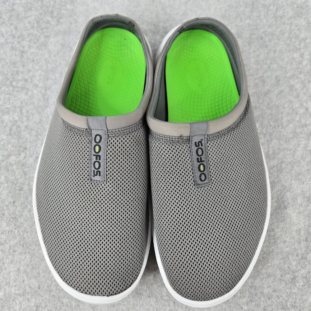 OOFOS OOcoozie Mens Size 12.5 Sport Mule Gray White Slip On Shoes Mesh Comfort - Picture 3 of 13